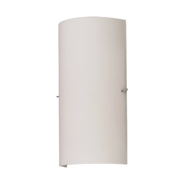 Moderne Wandleuchte in halbkreisförmigem Design mit weißer Glasabdeckung und dezenten Metallclips.