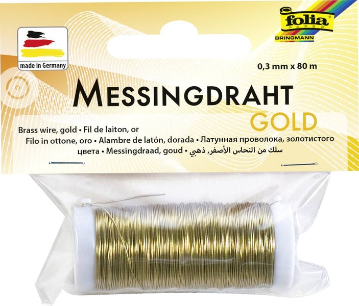 Folia Messingdraht, 0,3mm x 80m, gold farben