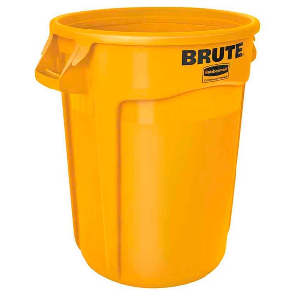 PROREGAL Rubbermaid Brute Runde Mehrzwecktonne Mit Belüftungskanälen 121,1 Liter HxBxT 69,2 x 63,5 x 55,5 cm Aus Widerstandsfähigem Kunststoff Gelb