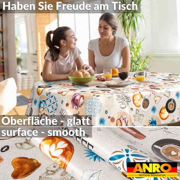 Tischdecke mit Kaffeemotiv für eine fröhliche Atmosphäre beim Essen