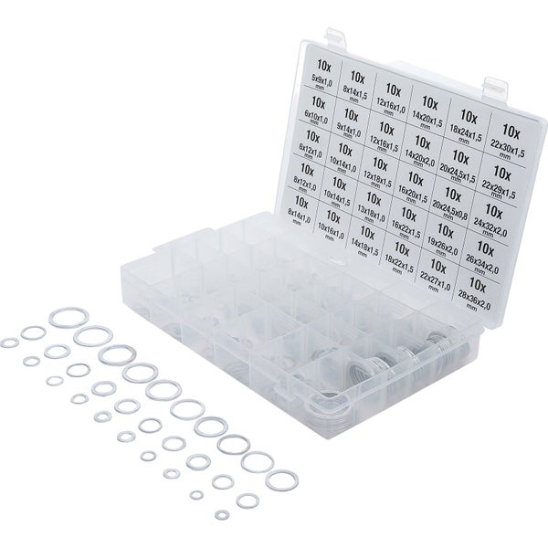 BGS Dichtring-Sortiment Aluminium 300tlg. - 8143
