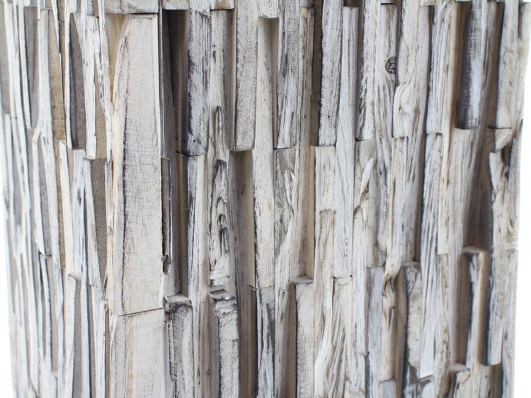 FRANK FLECHTWAREN | Übertopf Holzstücke, HOLZ, KUNSTSTOFF, 26 x 26 x 45 cm