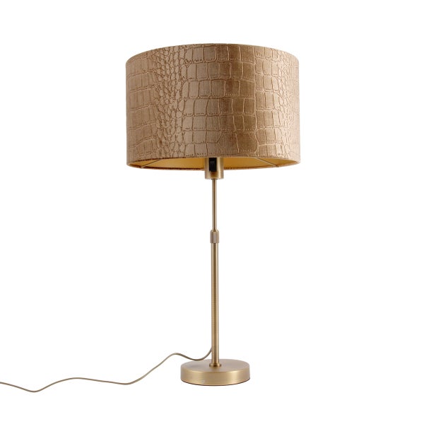 Tischleuchte mit Schirm im Krokodilleder-Look