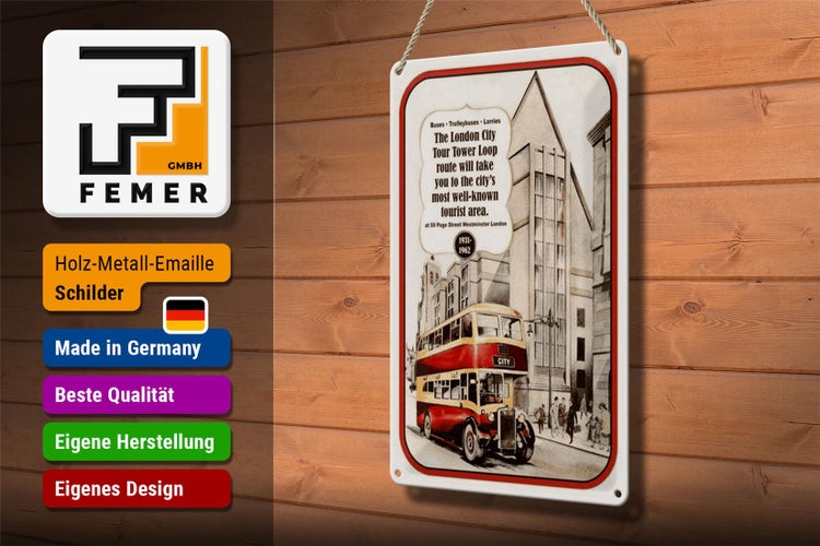 Blechschild Spruch 20x30cm London City Tour 1931-1962