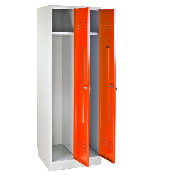 PROREGAL Garderobenschrank Ermine mit 2 Türen HxBxT 178 x 60 x 50 cm Lichtgrau Orange