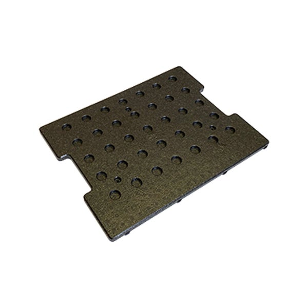 Schwarze Schaumstoffeinlage für Werkzeugkoffer mit runden Aussparungen.