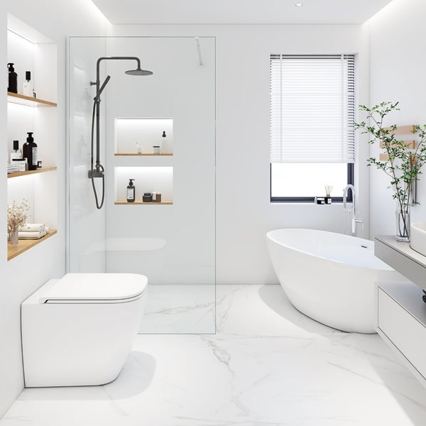 Home Deluxe - Duschabtrennung - BAKI - Breite: 120 cm, Klarglas, Aluminiumrahmen - 10 mm ESG - Sicherheitsglas I Walk in Dusche, Duschwand, Duschtür