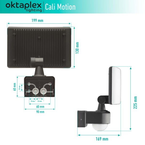 Oktaplex Cali LED Außenstrahler 30W warmweiß mit Bewegungsmelder IP65