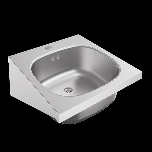 KWC Edelstahl Wandwaschbecken fuer den Gewerbebereich mit Ablaufventil und Ueberlauf