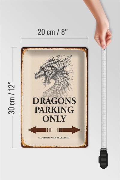 Blechschild Spruch 20x30cm Dragons parking only
