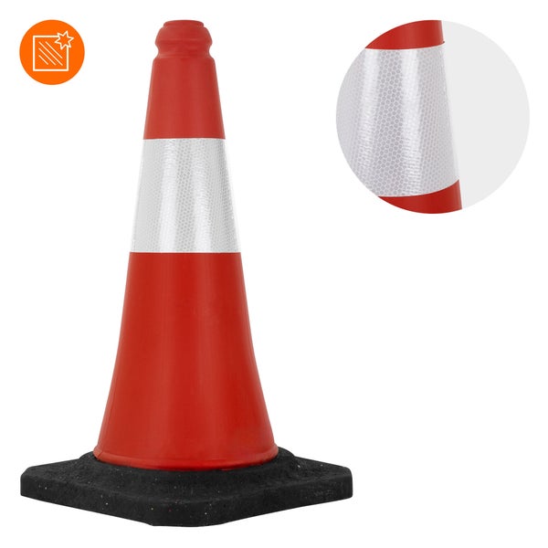 ECD Germany 2 Stück Verkehrskegel Pylone 51 cm, Rot-Weiß, Leitkegel mit schwerem Fuß, Verkehrsleitkegel mit weißen reflektierenden Streifen, Warnleitkegel Warnkegel Verkehrshütchen Markierungskegel