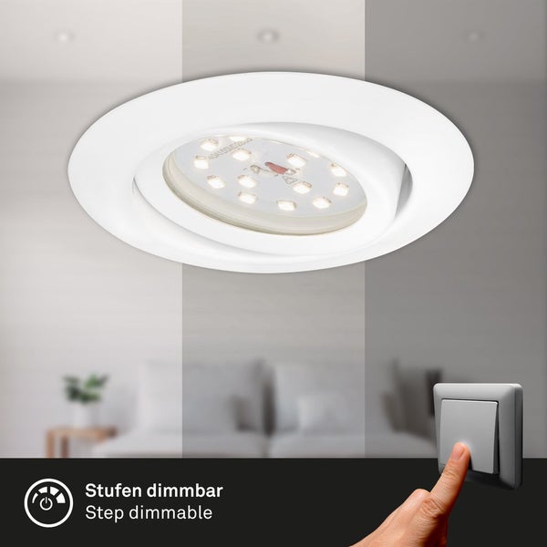 3er Set LED Einbauleuchte, Ø 8,2 cm, 3,5 W, Weiß, Briloner Leuchten