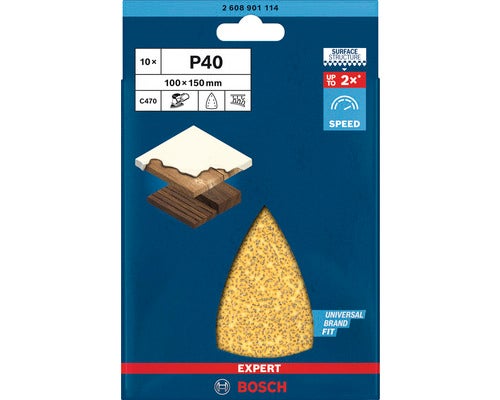 Bosch Expert Schleifblätter, Körnung P40, 100x150 Millimeter, 10 Stück