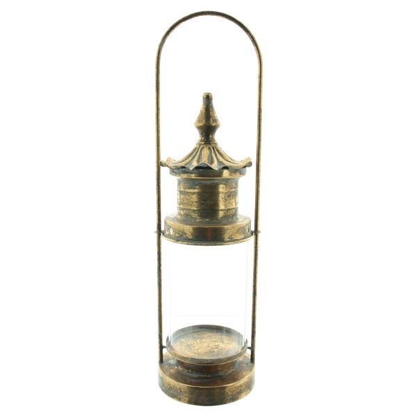 FRANK FLECHTWAREN | Laterne Gold, METALL, GLAS, 15 x 15 x 54 cm