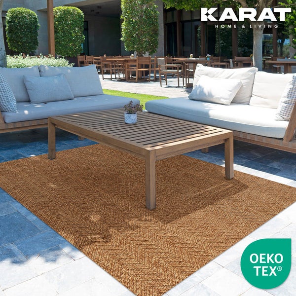 FLOORDIREKT Outdoorteppich - Wetterbeständiger Außenteppich - Cheron - Braun - 80 x 150 cm