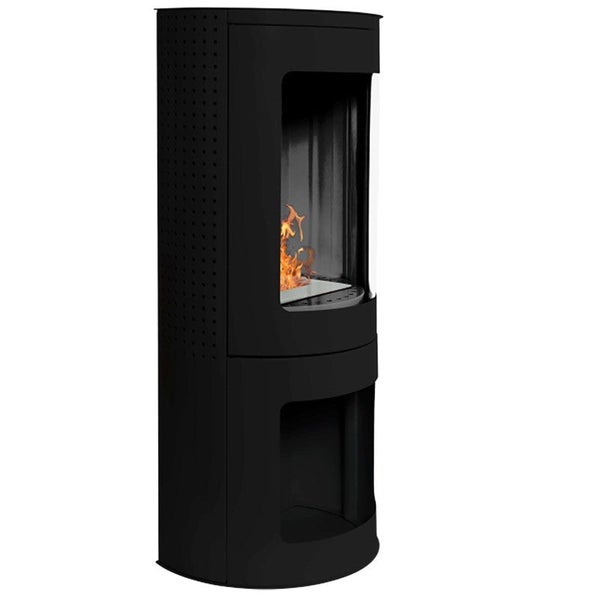 Schwarzer Ethanol Kamin mit Flamme und Ablagefach