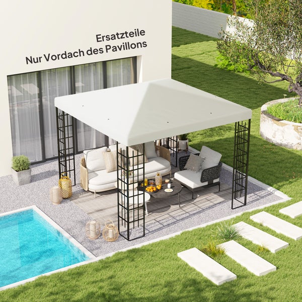 Outsunny Ersatzdach für Pavillon 3 x 3 m, wasserdicht Pavillondach, Ersatzbezug für Gartenpavillon, Ersatzteile aus Oxford-Stoff, 370 g/m², Hellgrau