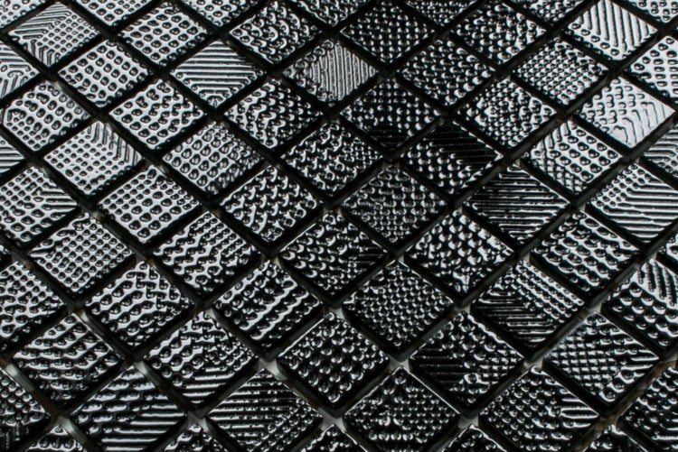 Glasmosaik auf Netz für Bad und Küche 30cm x 30cm  - Black lace