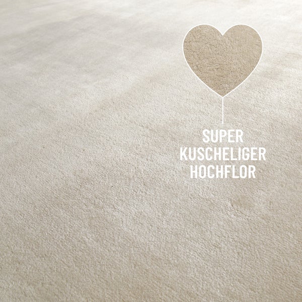 Weicher Hochflor Teppich Creme Beige Eriksson WECONhome 200x290 cm