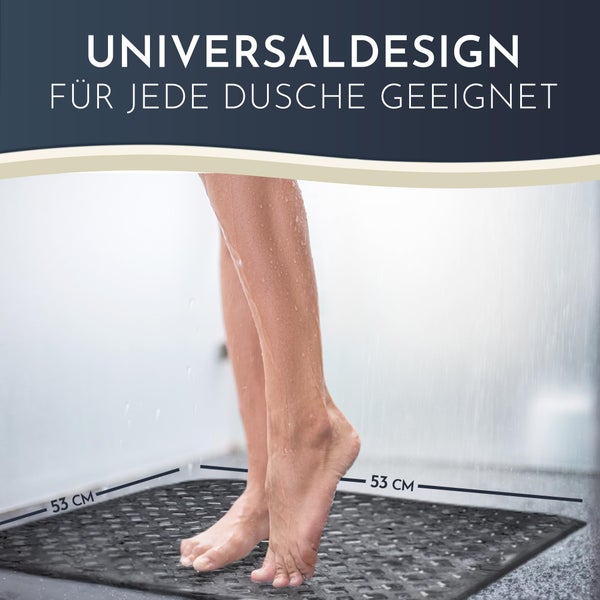 Homerella® Duschmatte rutschfest - 100% BPA frei - Inkl. 2 Haken zum Aufhängen 53x53cm - Antirutschmatte Dusche hautsensitiv & schimmelresistent - Duscheinlage maschinenwaschbar