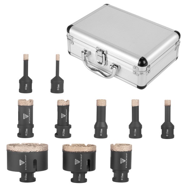 Diamant-Bohrkronen 10er Set 6-68 mm M14 für Winkelschleifer