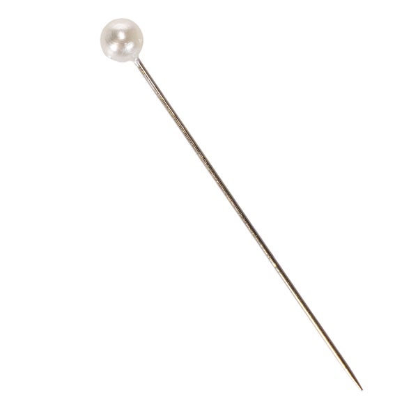 Eine einzelne Stecknadel mit einem runden Kopf aus Metall