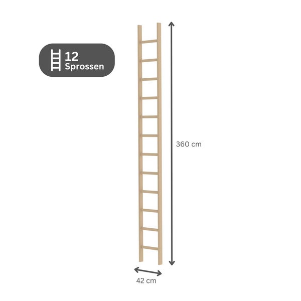PROREGAL Sprossen-Anlegeleiter Holz Ohne Traverse 12 Sprossen