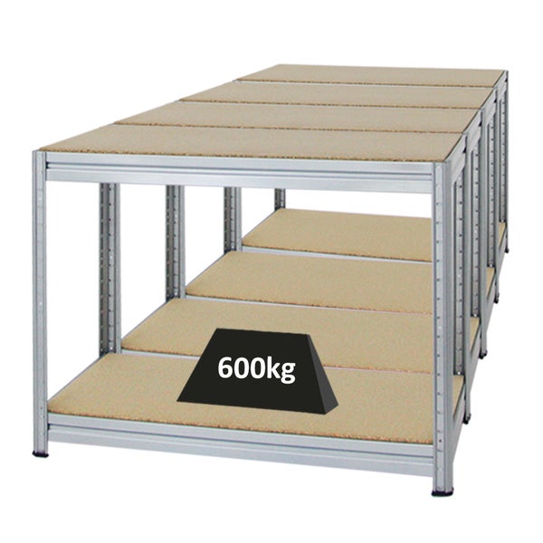 PROREGAL Mega Deal 4x Höhenverstellbare Werkbank Dino HxBxT 90 x 120 x 60 cm Traglast 600 kg Verzinkt