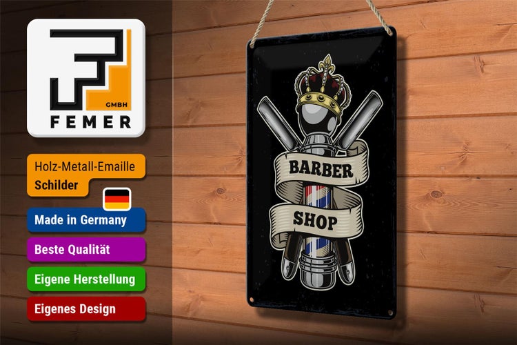 Blechschild Spruch Barbershop Friseur Salon Haare 20x30cm