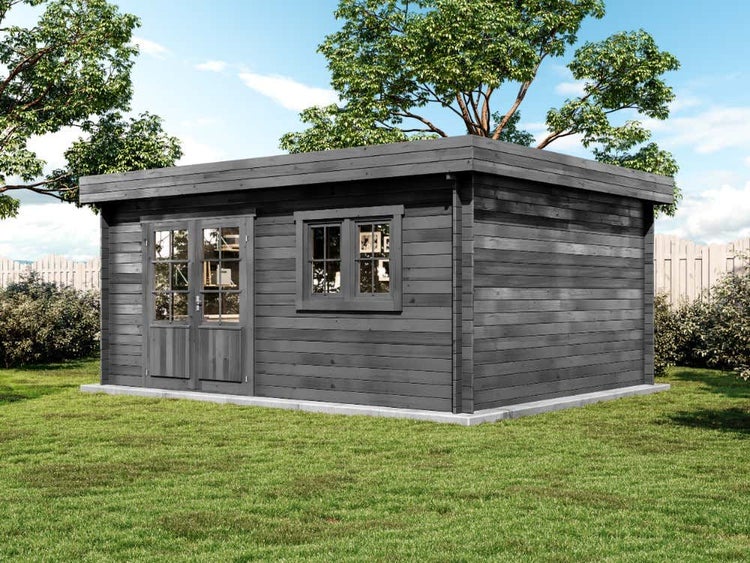 Alpholz Gartenhaus Spree-28 B Gartenhaus aus Holz in Pinie, Holzhaus mit 28 mm Wandstärke, Blockbohlenhaus mit Montagematerial imprägniert 5x4m