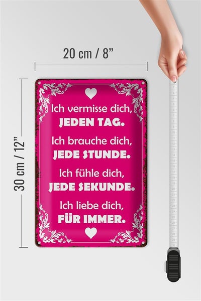 Blechschild Spruch 20x30cm ich vermisse dich jeden Tag