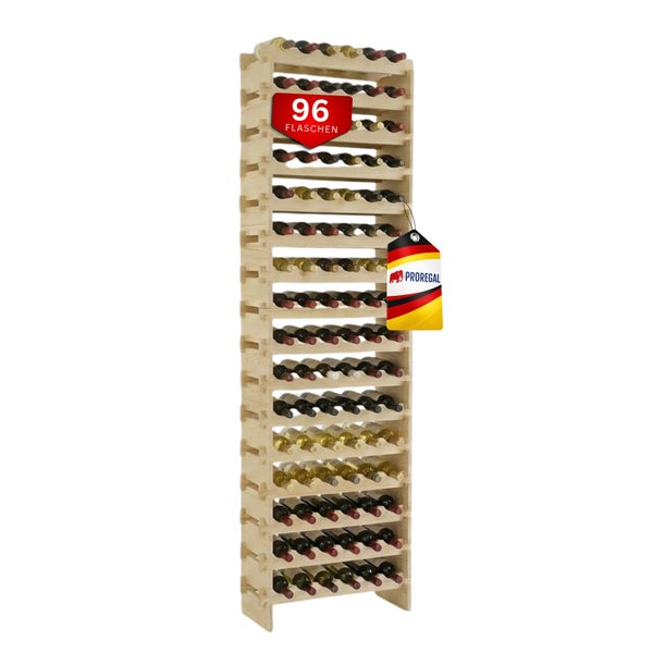 Proregal Weinregal aus Holz mit Platz für 96 Flaschen.