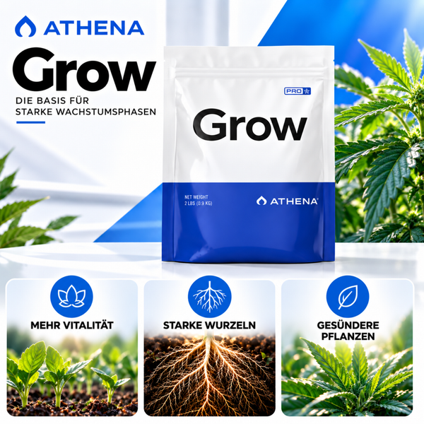 Athena Grow Pflanzendünger in der 0.9 Kilogramm Packung für starkes Pflanzenwachstum.