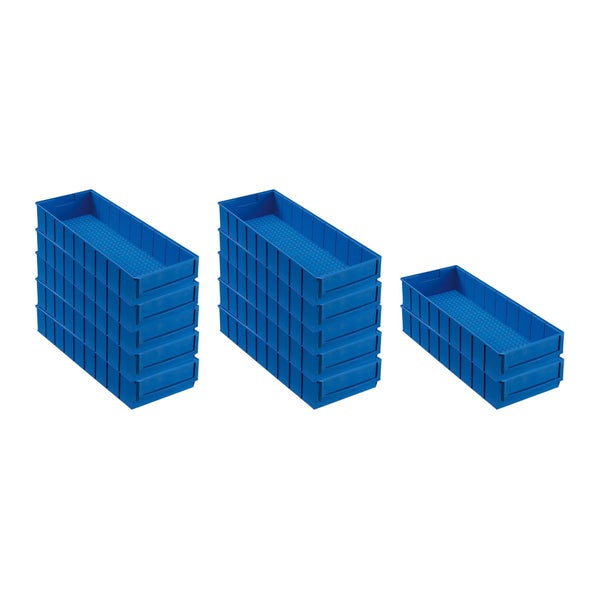 PROREGAL SuperSparSet 12x Blaue Indurstriebox 500 B HxBxT 8,1 x 18,3 x 50 cm 6 Liter Sortimentskasten