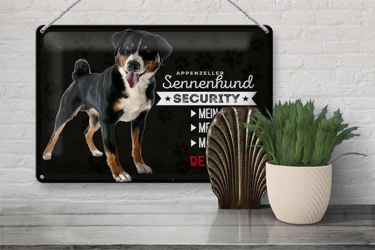 Blechschild Spruch 30x20cm Sennenhund Security mein Haus