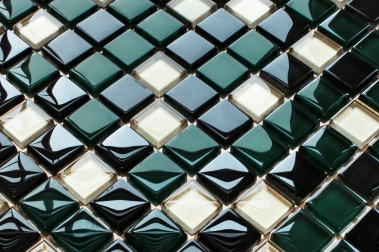 Glasmosaik auf Netz für Bad und Küche 30cm x 30cm  - Green relax