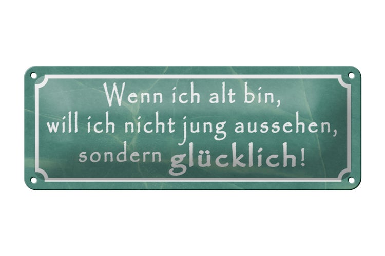 Blechschild Spruch 27x10cm wenn ich alt bin will nicht jung Dekoration
