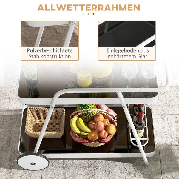 Outsunny Servierwagen, 86,5L x 51B x 78H cm, Stahl, Gehärtetes Glas, mehrfarbig