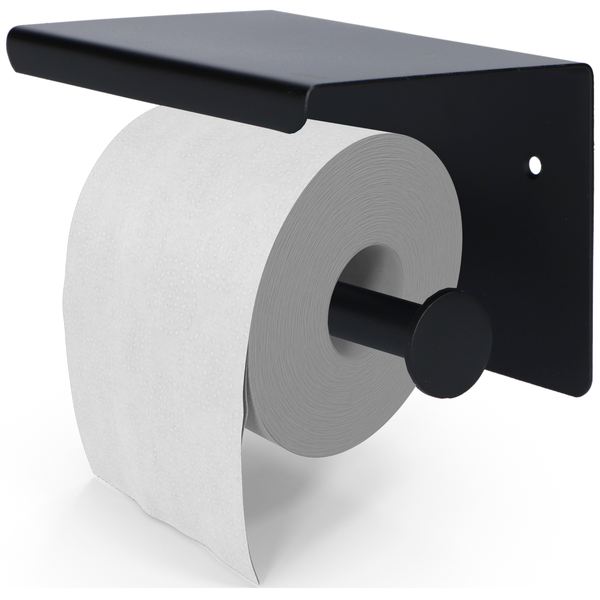 EAVY Toilettenpapierhalter mit Ablage Edelstahl Schwarz Selbstklebend oder Bohren