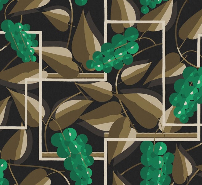 Muster mit Blättern und Beeren in geometrischen Formen