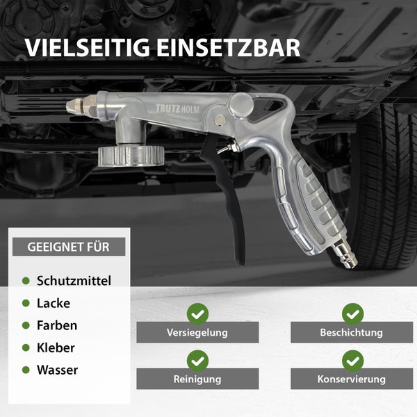 Trutzholm Druckluft Sprühpistole für Schutzmittel, Lacke, Farben, Kleber und Wasser zum Versiegeln, Beschichten, Reinigen und Konservieren.