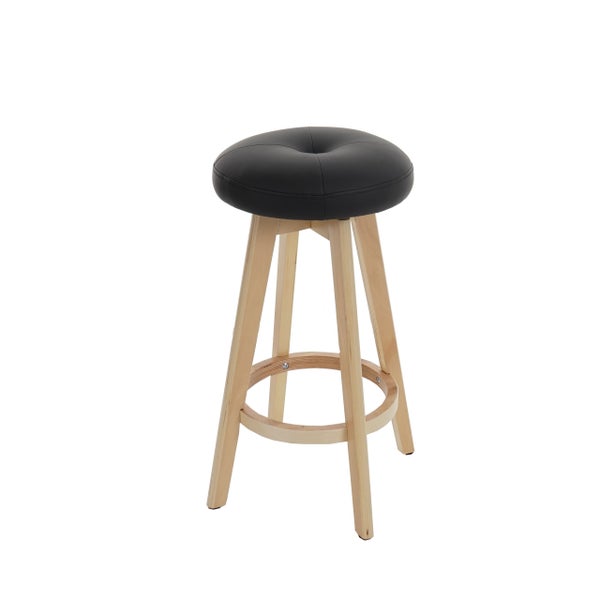 Barhocker mit Holbeinen und Sitz aus Kunstleder