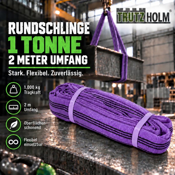 Trutz Holm Rundschlinge für 1000 kg Tragkraft und 2 Meter Umfang für den industriellen Einsatz.