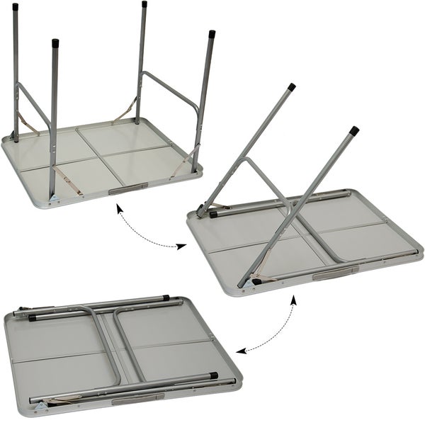 AMANKA klappbarer Campingtisch 80x60x67 cm Leichtgewicht Klapptisch Reisetisch im Kofferformat Hell Grau