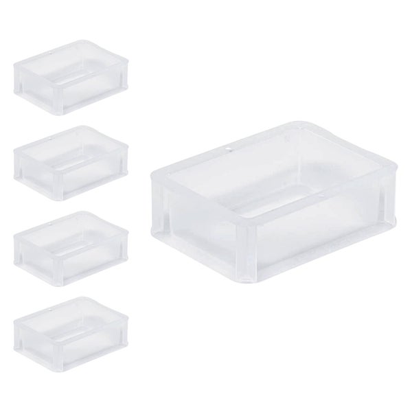PROREGAL SuperSparSet 5 x Transparenter Eurobehälter BasicLine Mit Geschlossenem Griff und Klickdeckel HxBxT 7 x 15 x 20 cm 1,3 Liter Eurobox