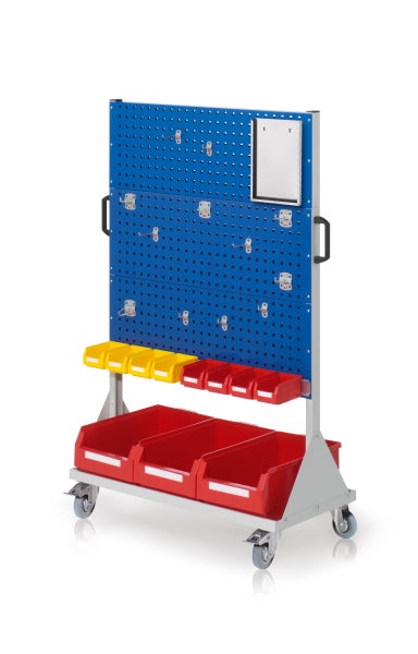 Werkzeugwagen mit Lochwand und Aufbewahrungsboxen