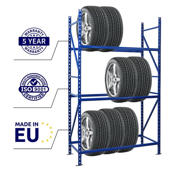 PROREGAL Reifenregal Maximus HxBxT 200 x 125 x 50 cm 3 Ebenen 130 kg Fachlast Bis Zu 15 Reifen Lichtblau