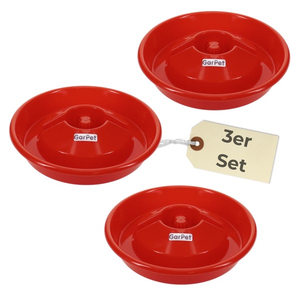 Drei rote GarPet Futternäpfe im Set