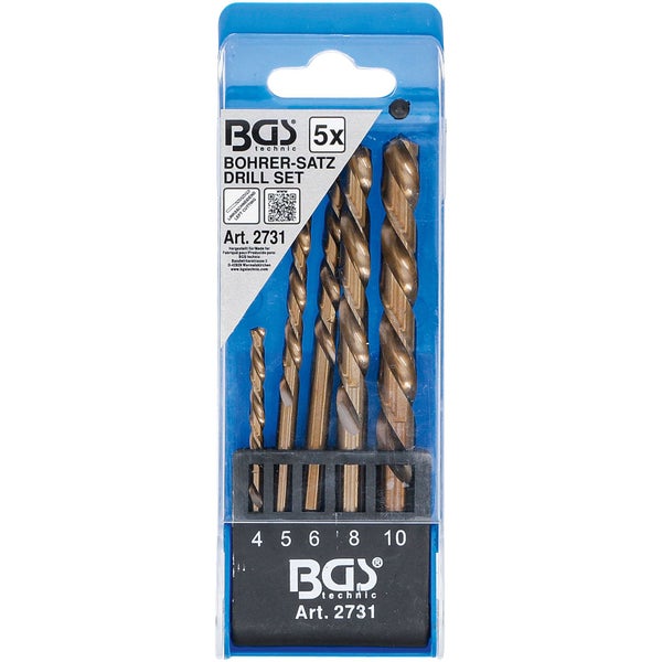 BGS Technic Bohrerset mit fünf Metallbohrern in einer Verpackung