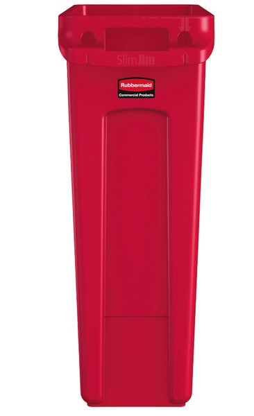 PROREGAL Rubbermaid Slim Jim Mülleimer Mit Belüftungskanälen 87 Liter HxBxT 76,2 x 28 x 56 cm Rot